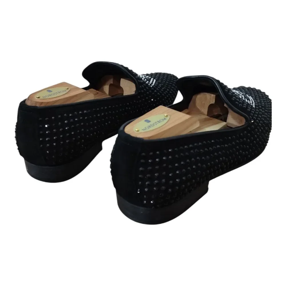 Philipp Plein Men's Studded Leather Slip on‎ Loafers Size 41 Black Embellished